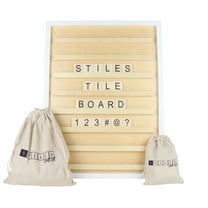 Stiles Tile Letter Board Set, Wooden Message Board with 122 Letters and Numbers for Celebrations, Baby Announcements, or Milestones, 23.6 by 17.7 Inches, Natural