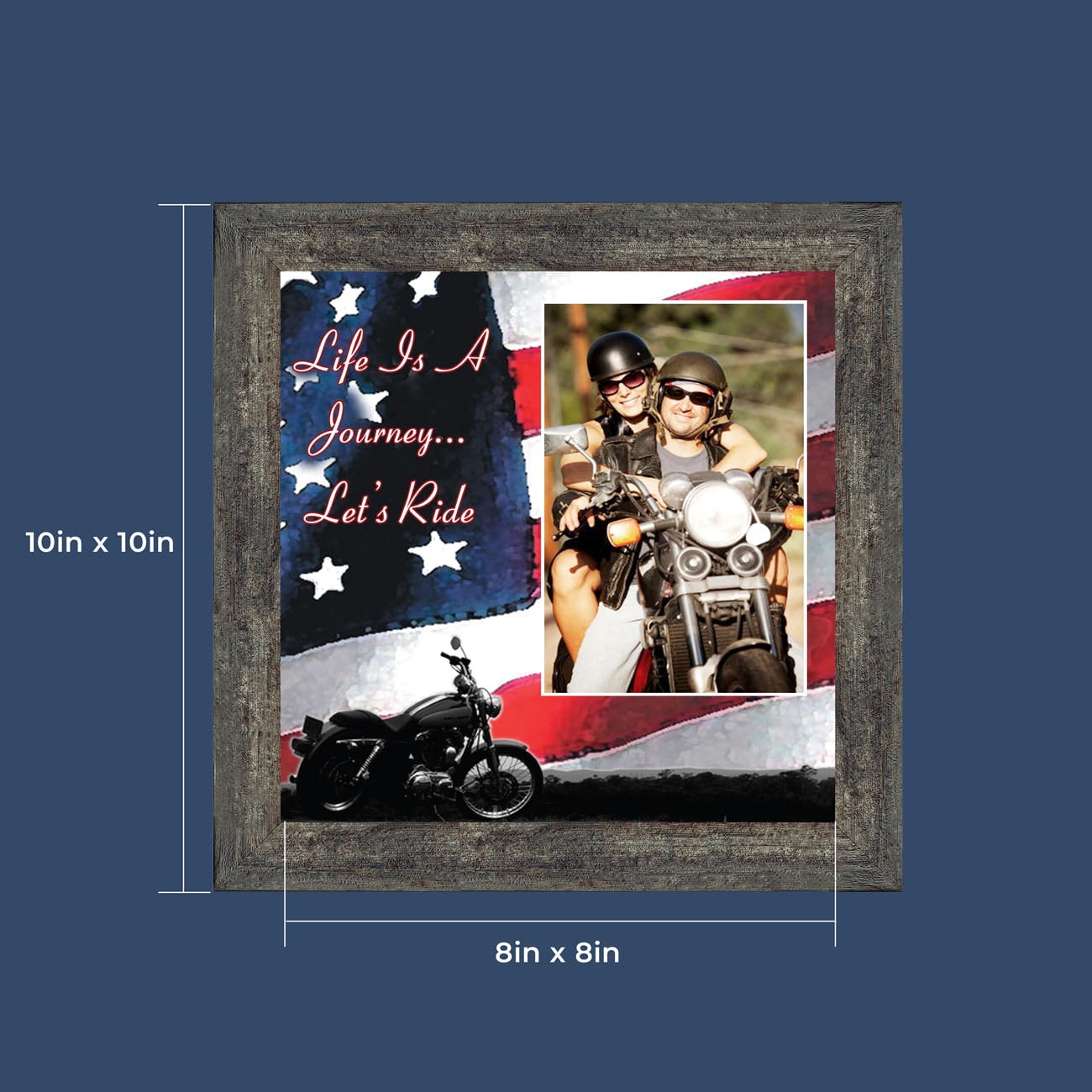 Harley Davidson Gifts for Men and Women, Patriotic Harley Accessories, Harley Davidson Wedding Gifts, American Flag for Harley Riders, "It's Not the Destination" Unique Motorcycle Wall Decor, 9751