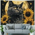 thumbnail image 4 of Patifu Cute Cat Sunflowers Moon Tapestry Wall Hanging Unique Style for Home Wall Decor Art in Living Room Bedroom Apartment Farmhouse Dorm 40x30inch, 4 of 6
