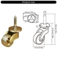 thumbnail image 5 of 2pcs Brass Furniture Casters 360 Degree Rotation Quiet Floor Defense Rollers, 5 of 6