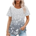 thumbnail image 1 of Pisexur Hauts pour Femmes, Blouses Habillées Décontractées pour Femmes, Hauts de Printemps pour Femmes, Haut Décontracté à Manches Courtes et Col Rond Ample Uni Multicolore, TG, 1 of 1