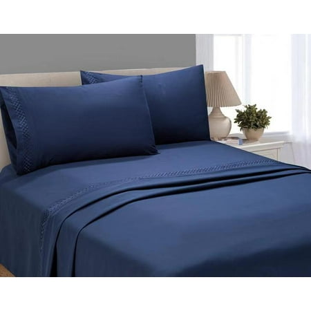Better Homes and Gardens Luxury Microfiber Embroidered Sheet Set, Twin