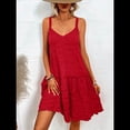 thumbnail image 4 of Vestido Corto Tipo Blusón para Mujer, Sin Mangas, Corte A, Informal, , para Verano. Rojo M, 4 of 10