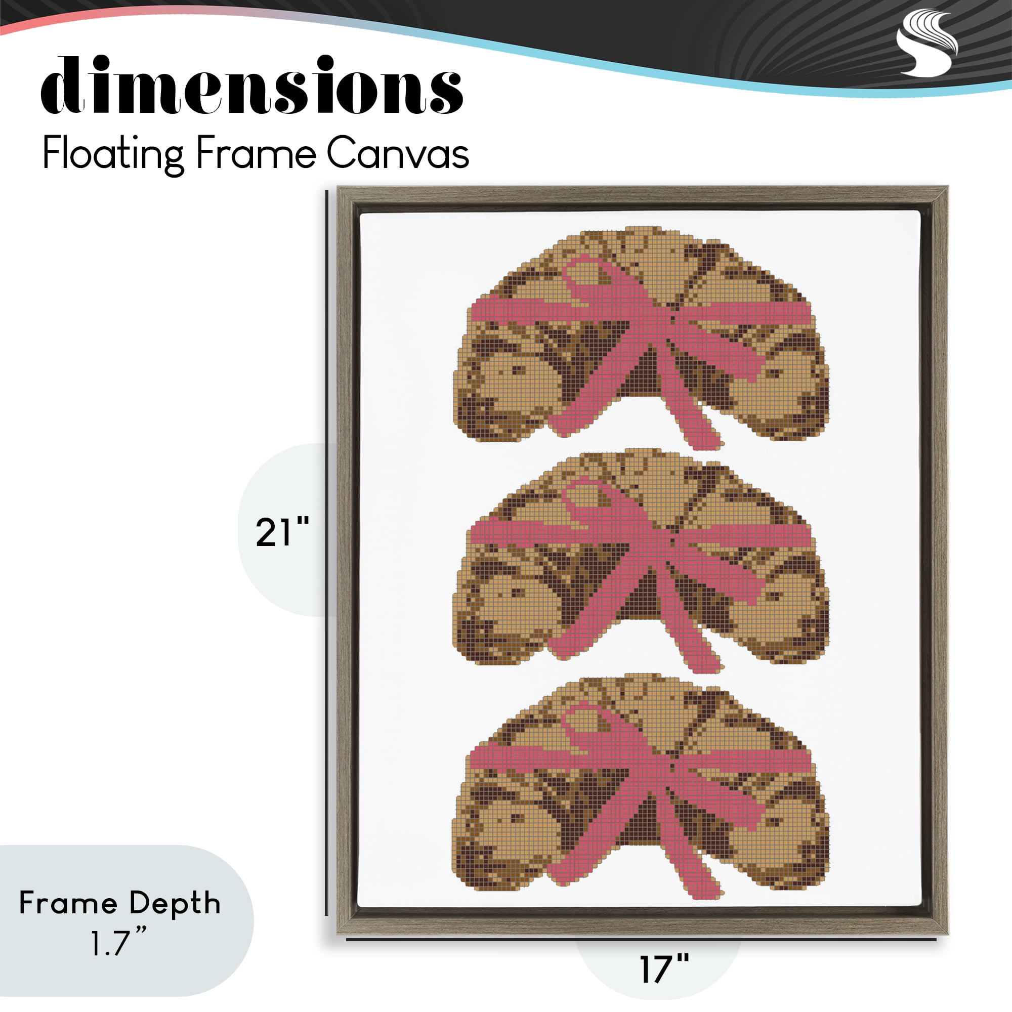 Stupell Industries Trio of Ribbon Croissants Brown Framed Floater Canvas Wall Art, design by Lil' Rue