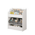 thumbnail image 6 of Kids Bookshelf and Toy Storage Organizer with Bottom Drawer, Multi-Functional Wooden Book Shelf with 3 Fabric Toy Baskets & Multiple Shelves, Toddler Children's Bookshelf for Nursery Playroom Bedroom, 6 of 9
