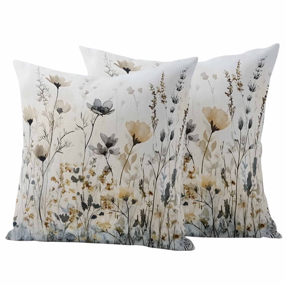Watercolor Floral Outdoor Waterproof Pillow Covers, Spring Blooms Botanical Decorative Square Throw Pillowcase Sofa Cushion Sham for Patio/Couch/Chair, 18"x18" 2 Pack