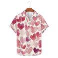 thumbnail image 5 of Dxzfnsa Men's Valentines Day Shirts Mens Fashion Heart Print Button Down Short Sleeve Tops Summer Loose Lapel Beach Tropical Blouses, 5 of 5