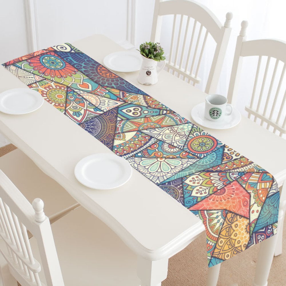 MKHERT Patchwork Vintage Bohemian Boho Elements Table Runner Home Decor