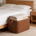 thumbnail image 1 of Bolsa de cuero encerado para acolchar, ideal para viajes y el hogar. Organizador grande y cómodo para mantas y ropa. Bolsa de equipaje duradera para el hogar, perfecta para guardar ropa de cama., 1 of 5
