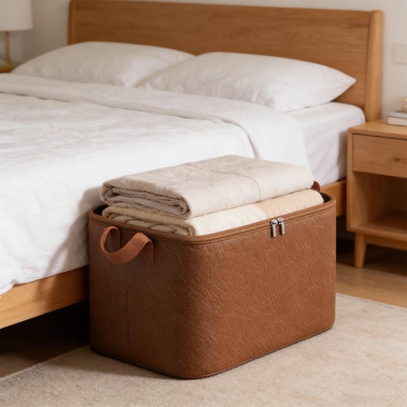 Bolsa de cuero encerado para acolchar, ideal para viajes y el hogar. Organizador grande y cómodo para mantas y ropa. Bolsa de equipaje duradera para el hogar, perfecta para guardar ropa de cama.