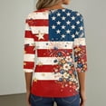thumbnail image 6 of Women's Patriotic Star Print 250th Anniversary USA Shirt V-Neck Button 3/4 Sleeve T-Shirt, 6 of 6