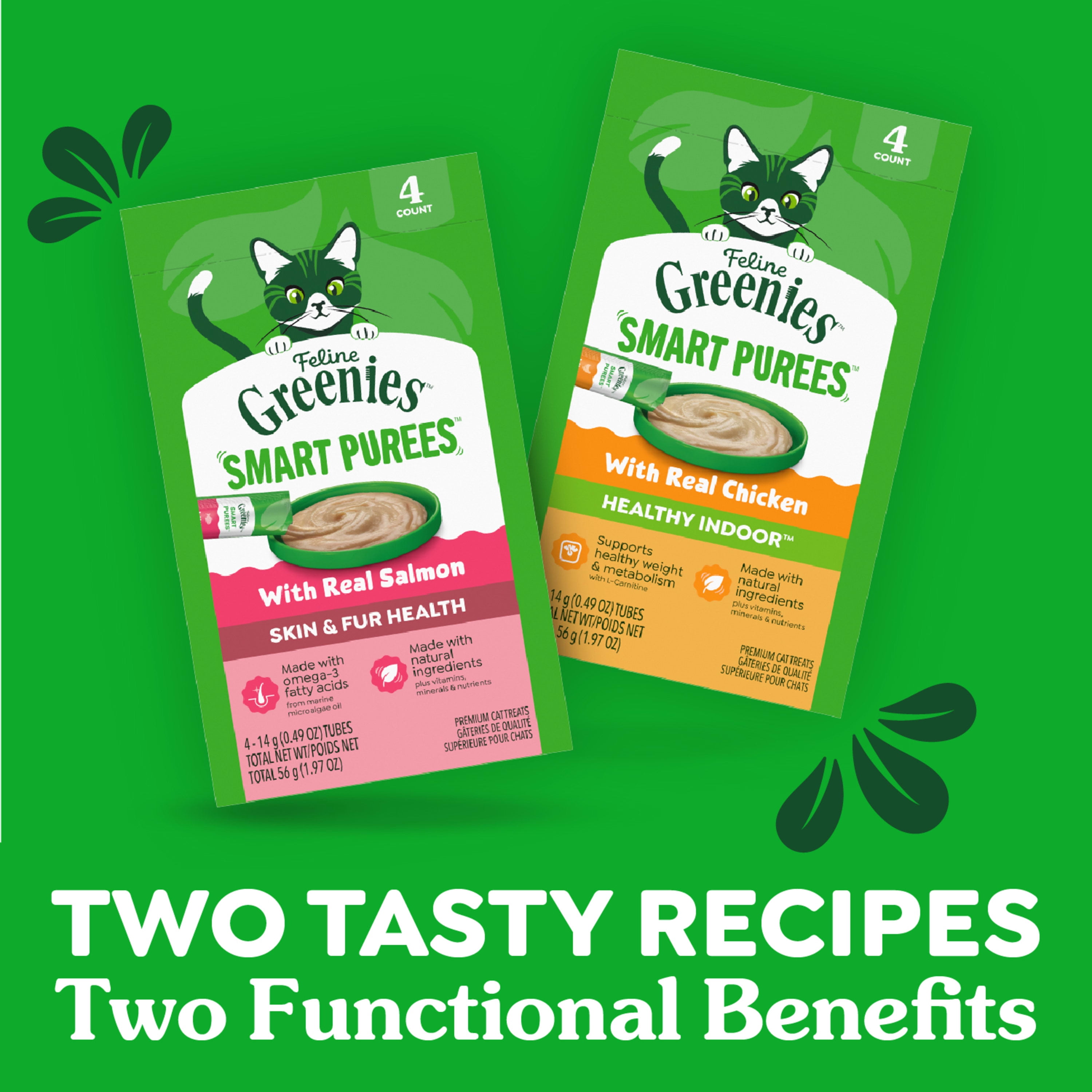 Greenies Puree Skin & Coat Cat Treats with Salmon - 4 Count