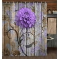 thumbnail image 2 of Farmhouse Flower Floral Shower Curtain, Rustic Purple Dahlia Shower Curtain Set, Country Purple Wild Garden Plant Waterproof Fabric Shower Curtain with Hooks, Surreal Bathroom Curtain, 69x70inch, 2 of 6
