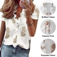 thumbnail image 3 of Plus Size Women Kaftan Loose Blouse Shirts Summer Short Sleeve Thin Baggy Ruffled V-Neck Pullover Tops Blouse Basic Tee For Women Office LO Work Shirt Size S-5XL, 3 of 9