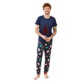 thumbnail image 3 of Odeerbi Christmas Pajamas for Family Holiday Short Sleeve Family Christmas Pajamas Matching Sets Dad Casual Print Top with Bottom Outfits Home Wear Sleepwear Family Matching PJs Set Blue, 3 of 7