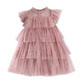 thumbnail image 2 of XXWXYD Toddler Girls Star Moon Paillette Princess Dress, Fly Sleeve Ru𝖿fles Par𝗍y Gown for Dance Recital, Sparkly Fai𝗋y Tale Pageant Dress Special Formal Wear, 2 of 7