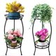 thumbnail image 1 of Paquete de 2 soportes de plantas de Metal de 2 niveles for interiores y exteriores, estante alto for macetas de hierro forjado for múltiples plantas, soporte esquinero for plantas, 1 of 6