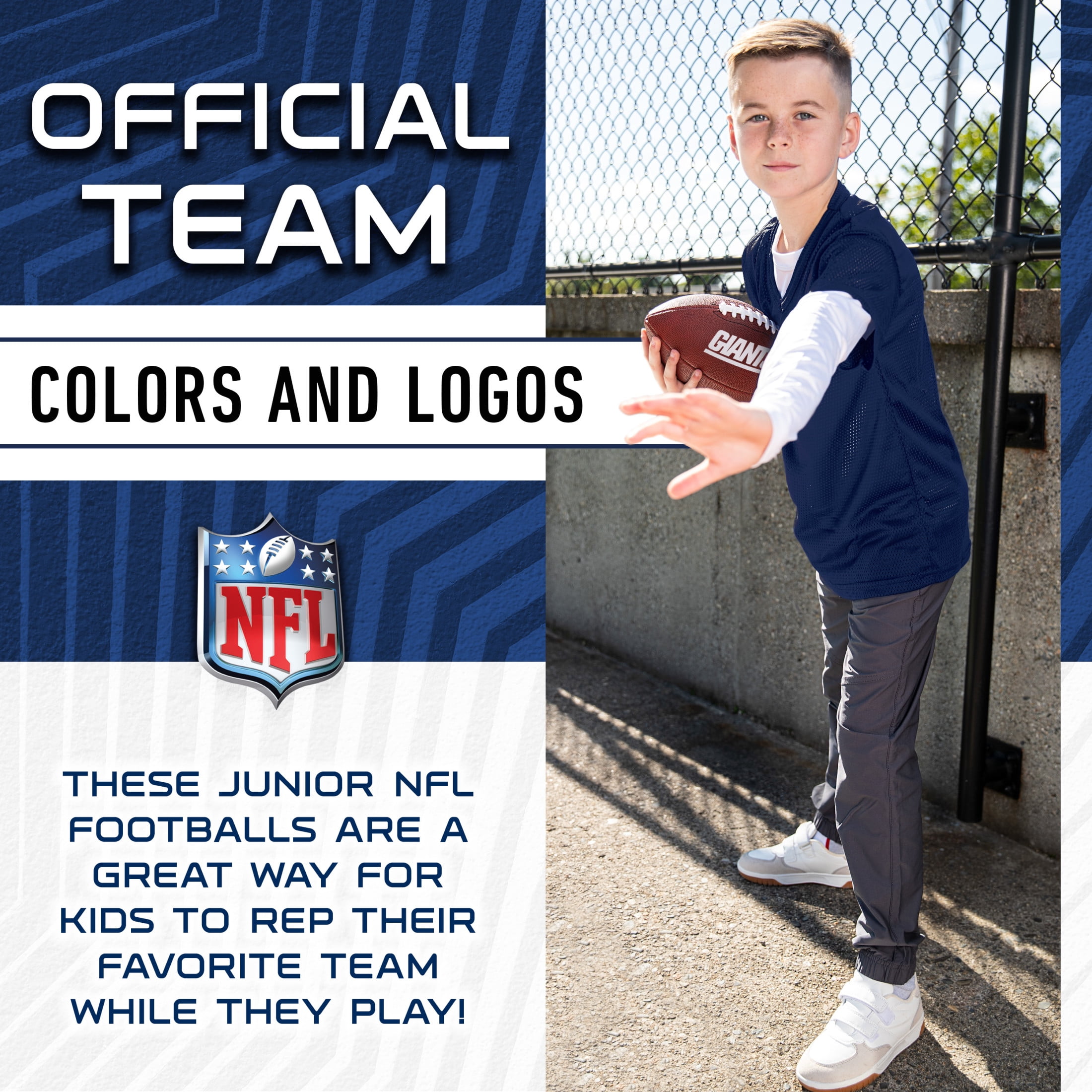 Franklin Sports NFL New York Giants Football - Youth Junior Size Football for Kids - Official NFL Team Logo + Colors Youth Football - Kids NFL Fan Shop Football
