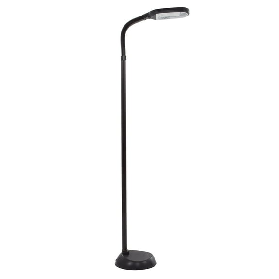 Lavish Home 63-Inch Adjustable Floor Lamp for Bedroom - Full Spectrum Natural Sunlight Lamp for Office with Bendable Neck for Reading Light, Craft, Studying, and Esthetician Light - (Black)