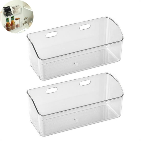 2 Pcs Clear Adhesive Cabinet Door Organizer Plastic Bathroom Caddy Wall Mounted Storage Box Kitchen Under Sink Door Hanging Bins No Drilling Acrylic Holder for Home Office Dorm By HXRH