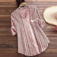 thumbnail image 2 of Ruimatai Summer Women Shirt Women Plus Size Three Quarter Striped Print V-Neck Loose Fit Top T-Shirt Blouse, 2 of 2