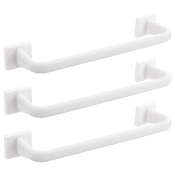 3 piezas de toalla de baño de plástico, barra de toalla individual, pasta, sin perforador, estante de almacenamiento, perchero para toallas, para el baño del hogar (blanco)