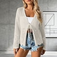 thumbnail image 2 of WMTBSRSW Womens Crochet Cardigans Duster Lace Up Long Sleeve Open Front Shrugs for Dresses Summer Boho Beach Cover Ups White Large, 2 of 5