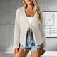 thumbnail image 3 of Mujeres de la Moda de la Playa Casual Color Sólido Hueco de Verano de Punto Cardigan Humo para la Primavera Y el Verano, 3 of 5