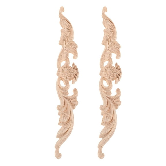 2 Pcs Wood Appliques for Furniture Carving Decal Label Dispenser