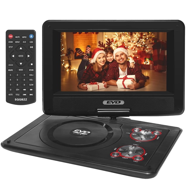 Reproductor de DVD portátil de 11,5 pulgadas con visualización giratoria de 9,5 pulgadas, batería recargable de 5 horas, reproductor de DVD de coche, compatible con CD/DVD/tarjeta SD/USB, último
