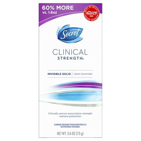 Secret Clinical Strength Antiperspirant and Deodorant for Women Invisible Solid, Clean Lavender 2.6