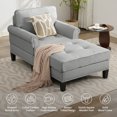 thumbnail image 6 of ijuicy Chaise Lounge Chair, Modern Lounge Chair Indoor, Oversized Comfy Chaise Lounge with Pillow - Light Gray, 6 of 8