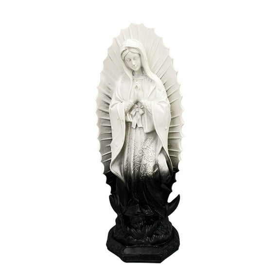 Blessed Mother Mary Statue - 12 Inch White Resin Catholic Sculpture, Our Lady of Guadalupe Figurine for Porch, Prayer Altar, Christian Home Decor, Religious Wedding Gift Collection