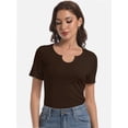 thumbnail image 6 of Women's Short Sleeve V-Neck Ribbed Blouse - Slim Fitted Casual Basic Top, 6 of 6
