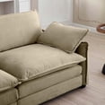 thumbnail image 6 of Modern L-shaped Sectional Sofa with Tan Corduroy and One Footrest (220×80×75cm), 6 of 14
