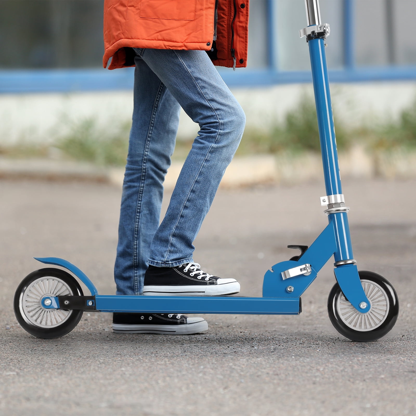 Kick Scooter for Kids Ages 6+ With 2 Wheels, Adjustable Height & Foldable, Sturdy Frame, Blue