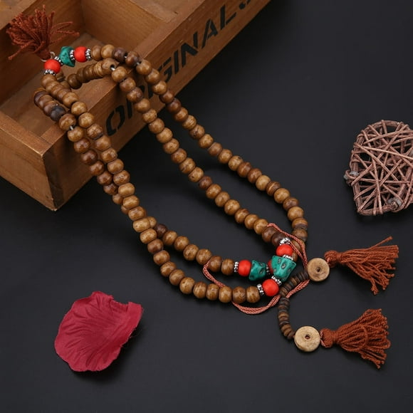 Pulsera de rosario tibetano Jadeshay 108 cuentas de hueso de yak