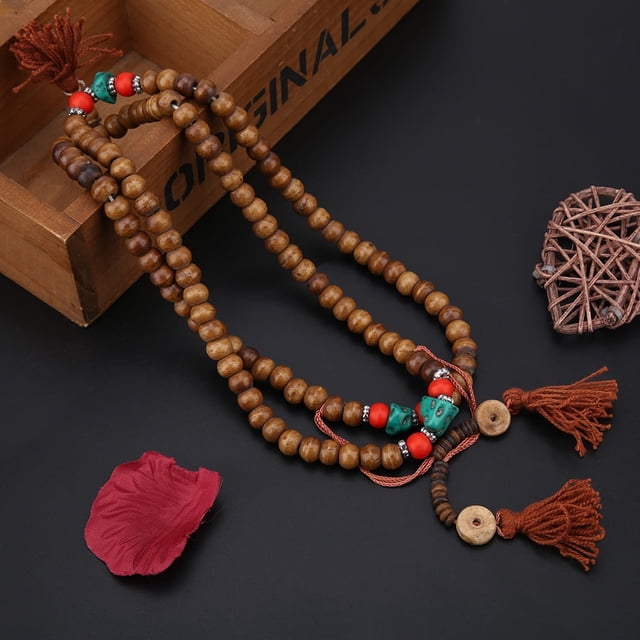 Pulsera de rosario tibetano Jadeshay 108 cuentas de hueso de yak