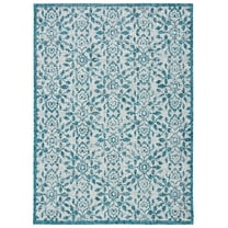 SAFAVIEH Courtyard Zenji Floral Indoor/Outdoor Area Rug, Grey/Blue, 8' x 10'