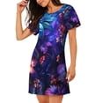 thumbnail image 2 of Naloa Magic Colorful Forest Leaves Print Women Nightgowns,Womens Loungewear,Short Sleeve Sleepwear,Comfy Ladies Nightdress, 2 of 6