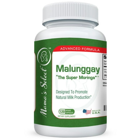 Mama's Select Malunggay for Breast Milk Increase - 120 Veggie Capsules, 100% Organic Moringa Powder, 350 mg per