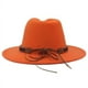 thumbnail image 4 of Clásico estilo étnico de ala plana fedora mujeres hombres británicos jazz viaje al aire libre sombrero de lana caqui simple casual metal metal pluma sombrero de fieltro, 4 of 4