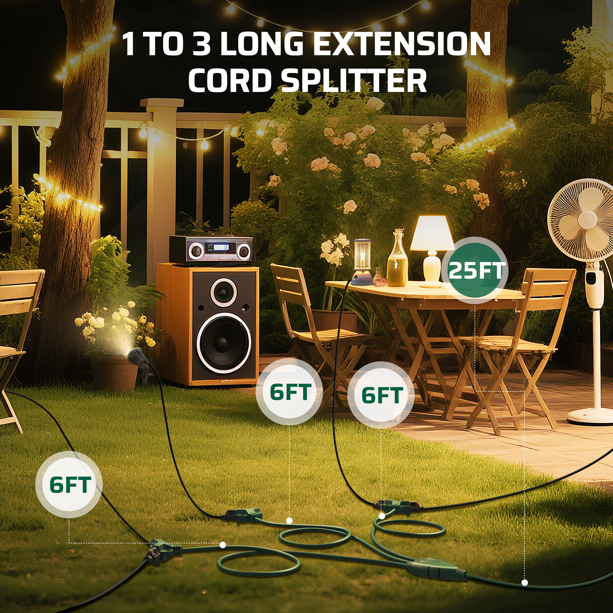 Dewenwils 43 Ft Outdoor Extension Cord with 6 Outlets photo 5