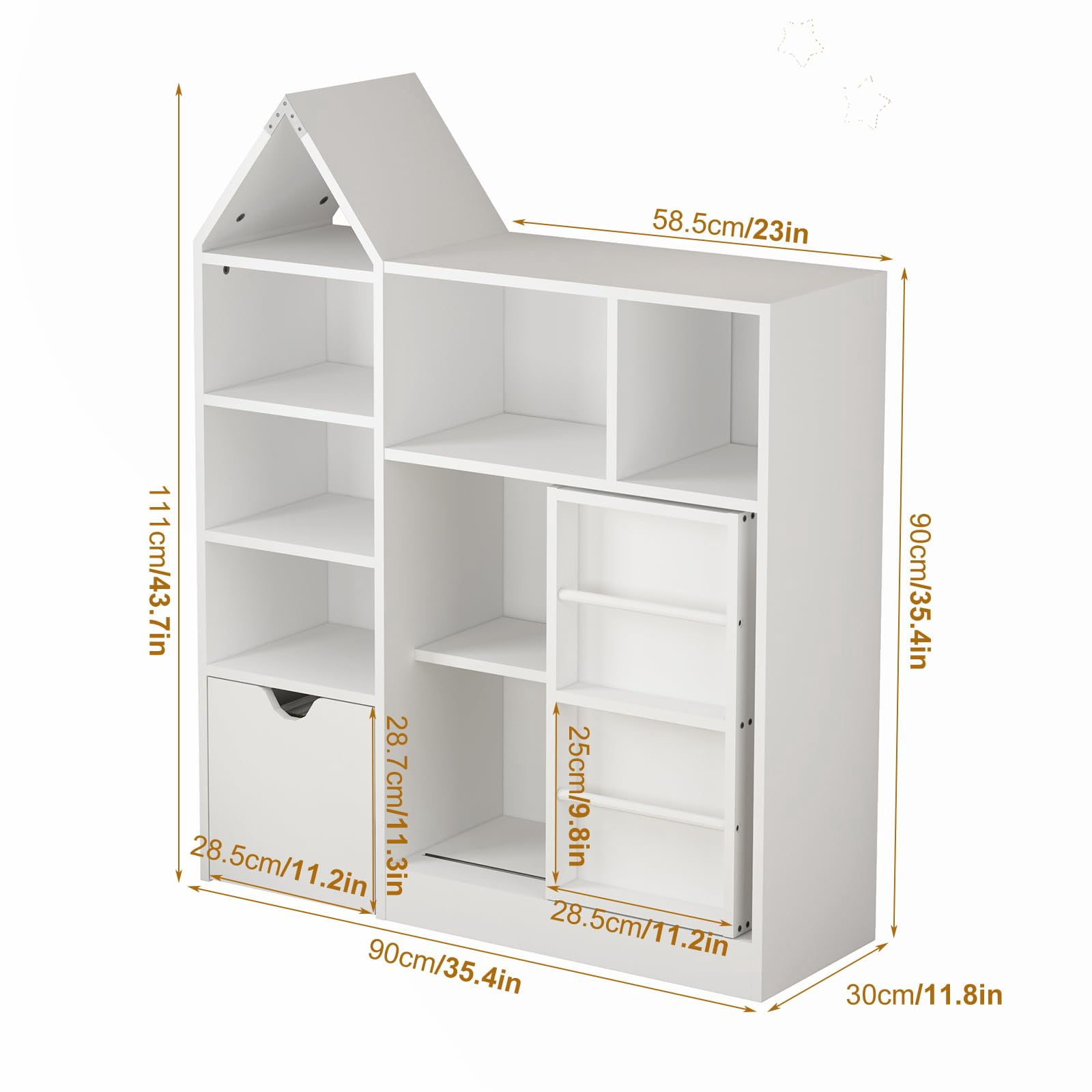 TROPOW 47'' Kids Toy Storage Organizer & Bookshelf, Floor Storage Cabinet Toy Chest with Movable Drawers, Bookshelf with Storage Cubbies Toy Box, for Playroom, Bedroom, Classroom, Library, White