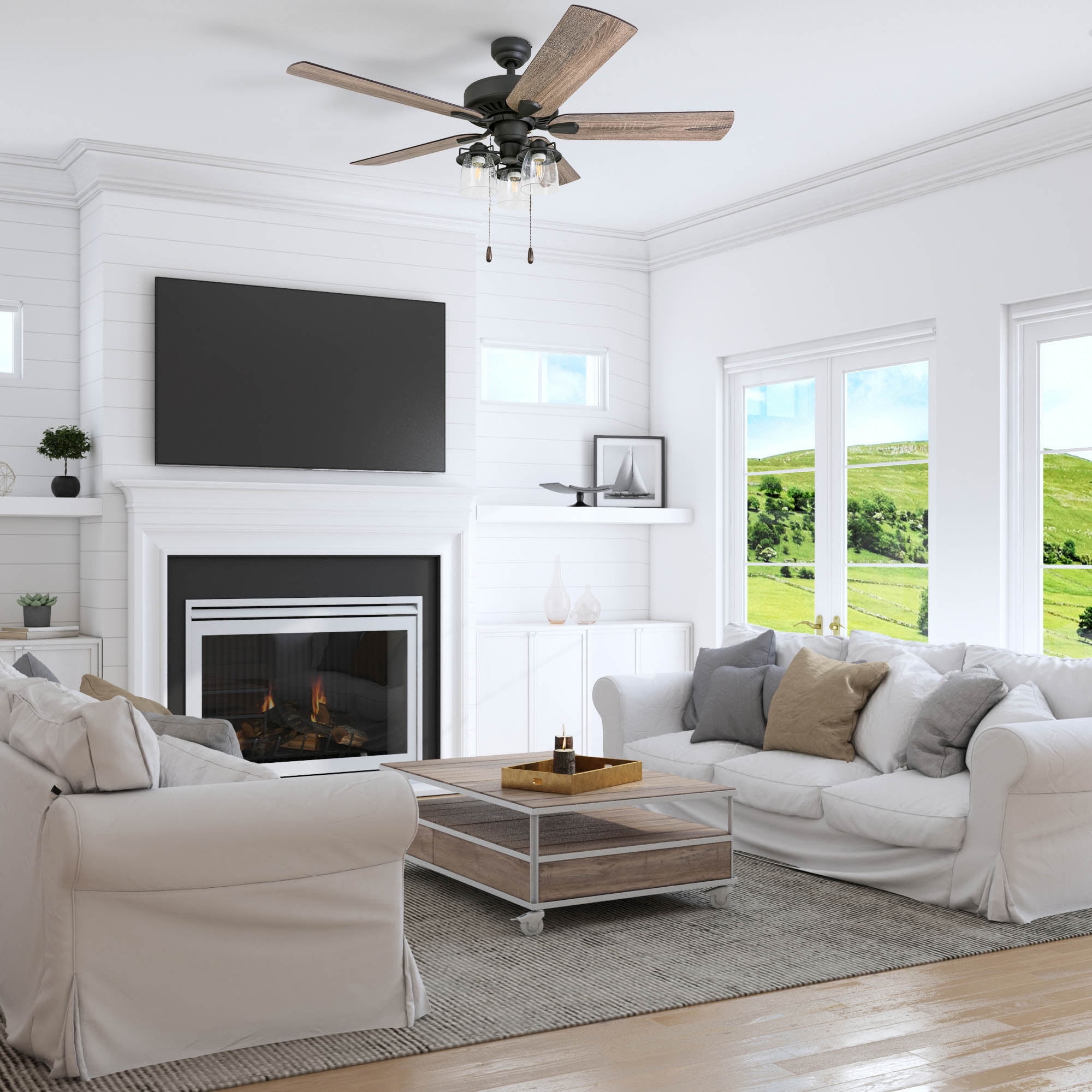 Prominence Home 50585-35 Briarcrest Farmhouse 52-Inch Aged Bronze Indoor Ceiling Fan with 5 Barnwood, Tumbleweed Blades