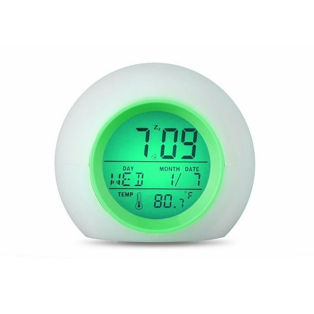 Alarm Clock Led Green Digital Glowing Night Light 7 Color ...