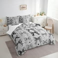 thumbnail image 3 of Manfei Dreamy Grey Bowknot Twin Bedding Sets 7-Piece, Cartoon Stars Print Bedding Comforter Set, Teens Kids Child Reversible Sheet Sets, Lightweight Room Decor, 3 of 7