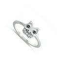 thumbnail image 4 of Black Cubic Zirconia Owl Animal Bird Nature Ring .925 Sterling Silver Band Jewelry Female Size 10, 4 of 4