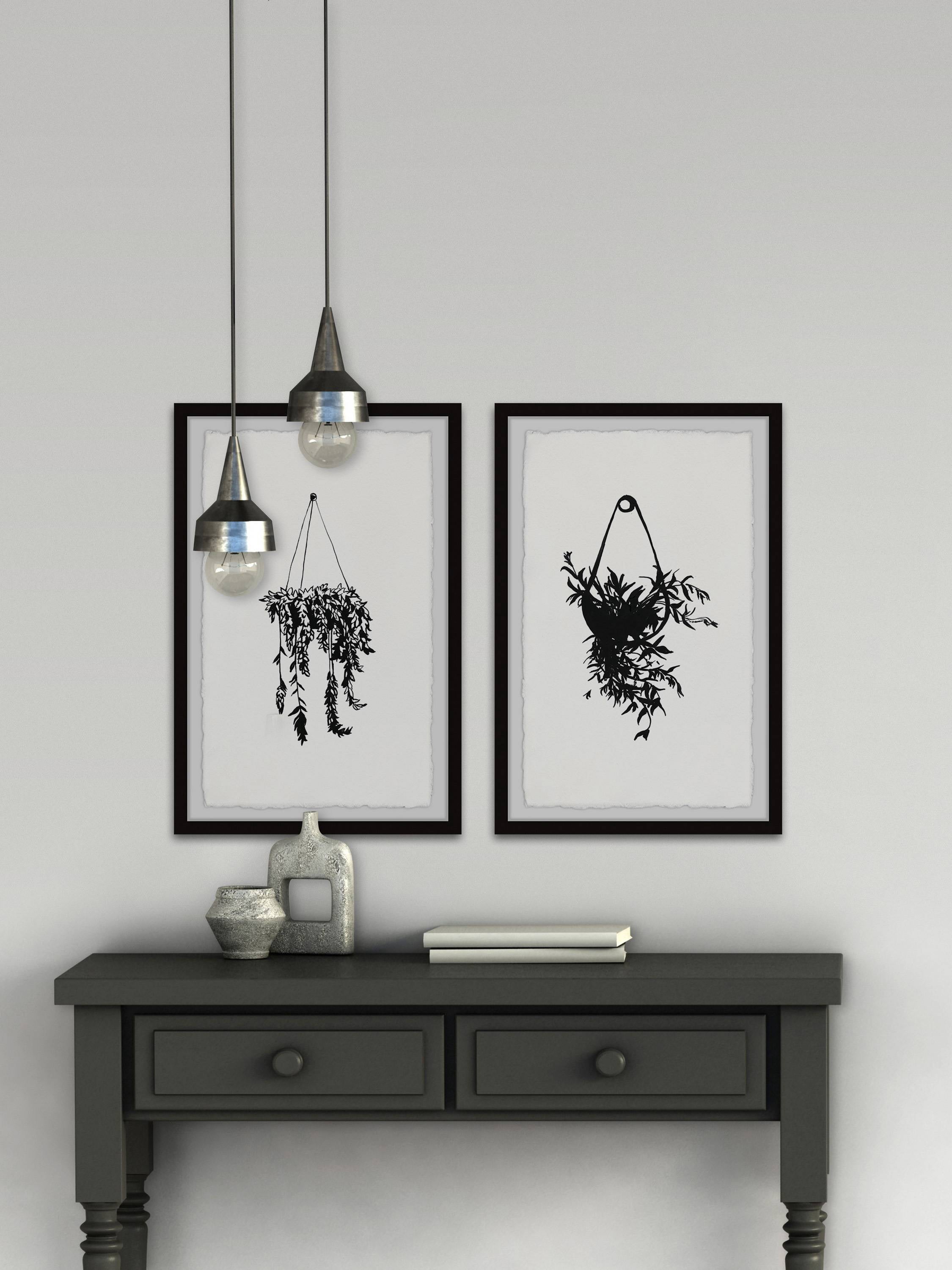 Marmont Hill Hanging Basket Plants Diptych