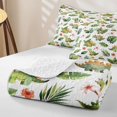 thumbnail image 4 of Feelyou Cute Watercolor Dinosaur Bed Spread Queen for Boys Girls, Tropical Floral Leaf Queen Coverlet Set, Green White, 3-Piece, 4 of 7